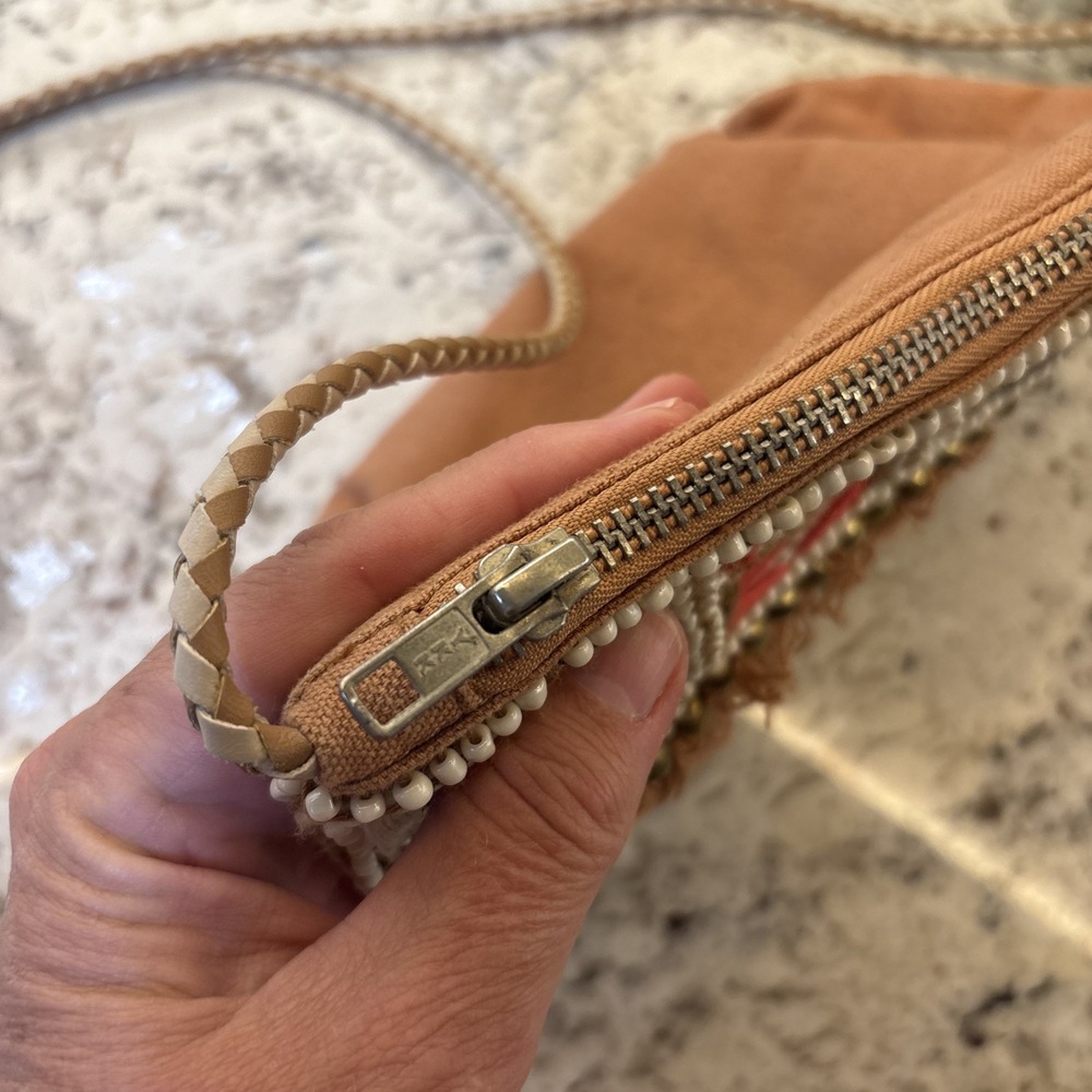 Revolve Riyaz Shashi Tribal Beaded Mirror‎ Fringe Crossbody Shoulder Bag Boho - Picture 9 of 16